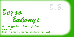 dezso bakonyi business card